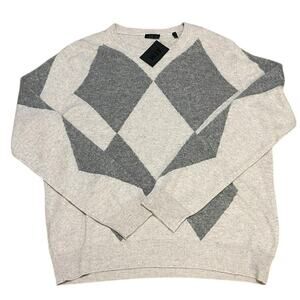ATM Anthony Thomas Melillo XXL NEW Men's Argyle Cashmere Crewneck Sweater Grey
